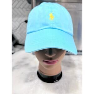 Polo Ralph Lauren Men’s Baseball Cap Blue Hat Yellow Pony Logo Strapback